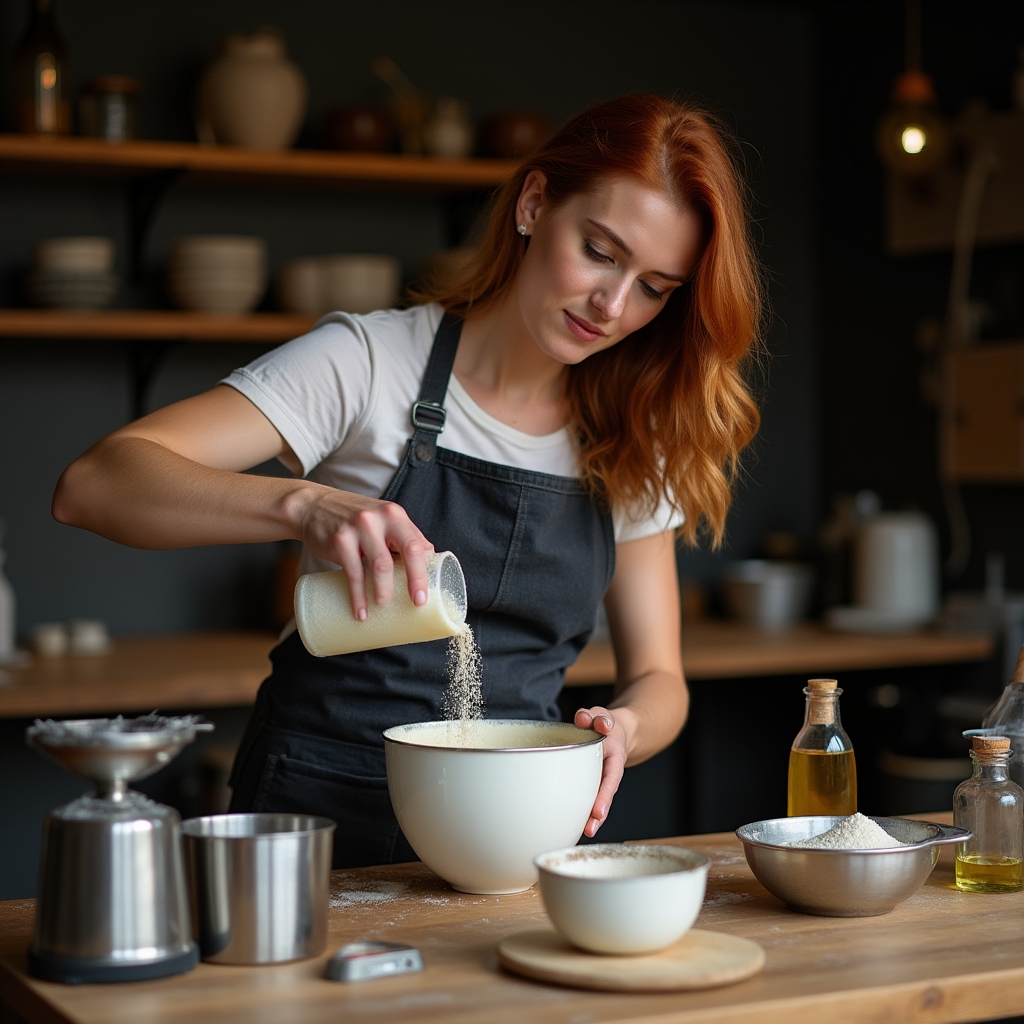 Artisan concentré sur la préparation d'une recette de savon à l'atelier